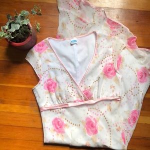 Vintage pink roses sun dress